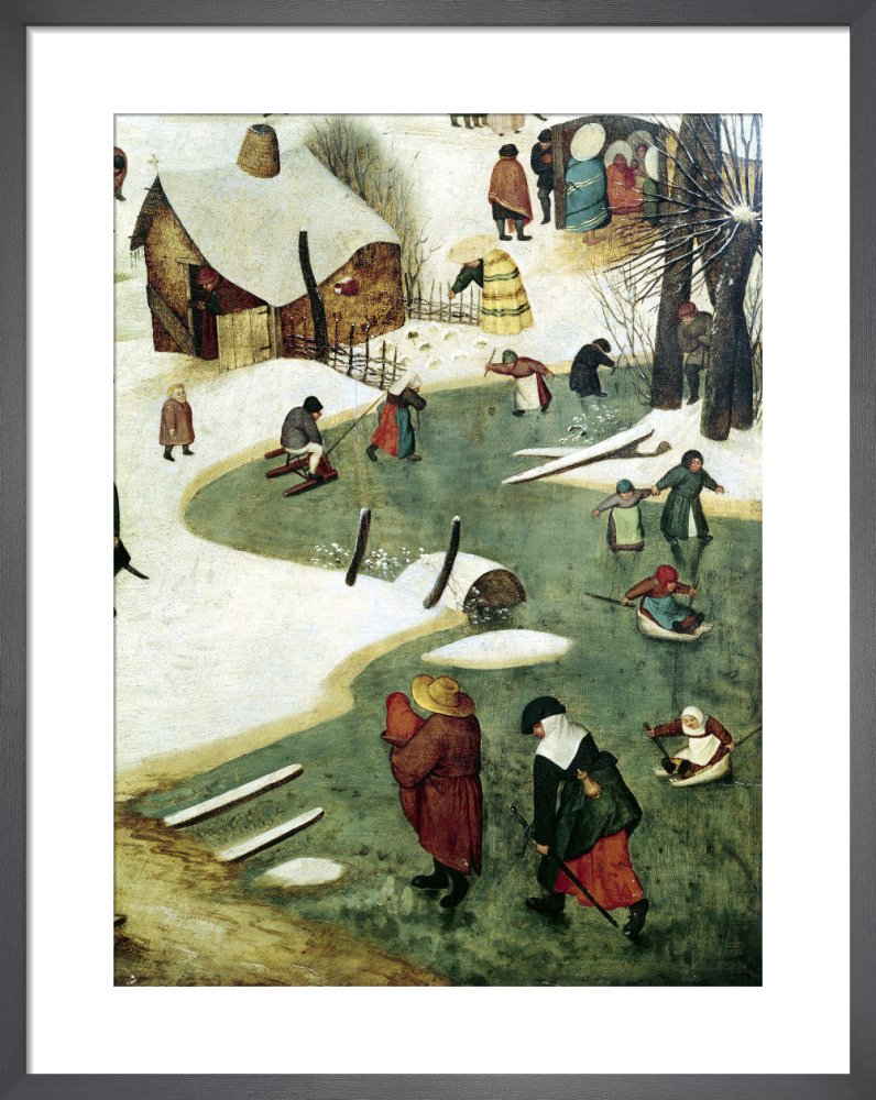 Children Playing on the Frozen River by Pieter Bruegel The Elder. Framed art print.