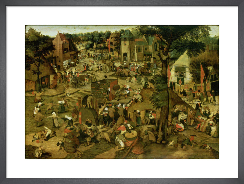 A Village Fair (Village festival in Honour of Saint Hubert and Saint Anthony) 1562 by Pieter Brueghel The Younger. Framed art print.