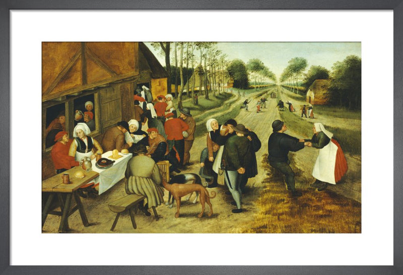 Peasants at a Roadside Inn by Pieter Brueghel The Younger. Framed art print.