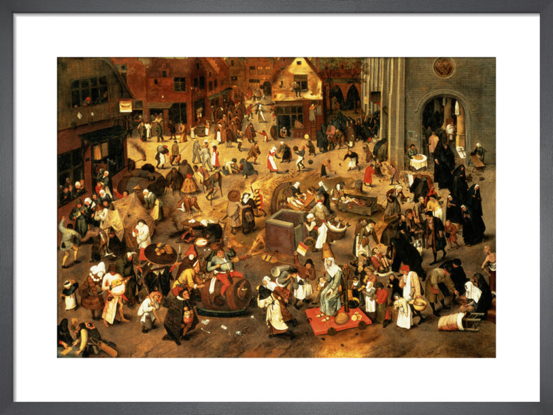 The Battle between Carnival and Lent by Pieter Brueghel The Younger. Framed art print.