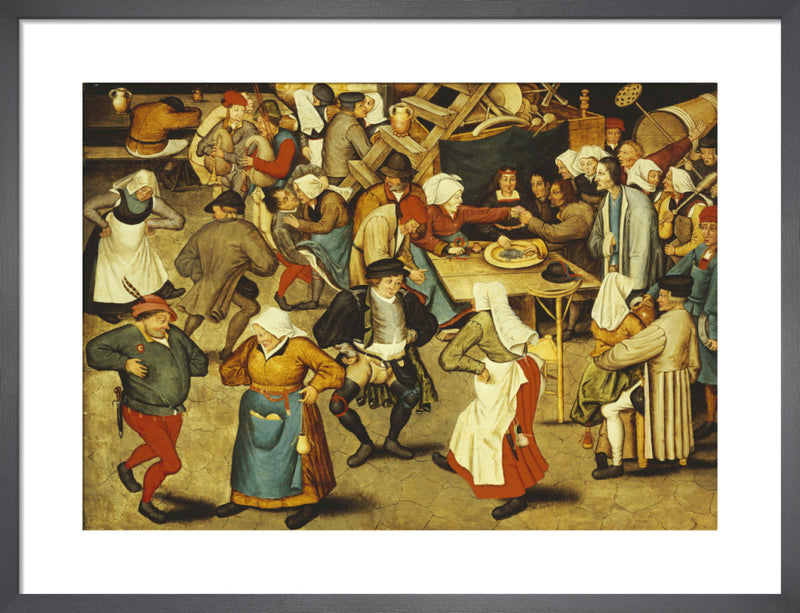 Wedding Dance in a Barn by Pieter Brueghel The Younger. Framed art print.
