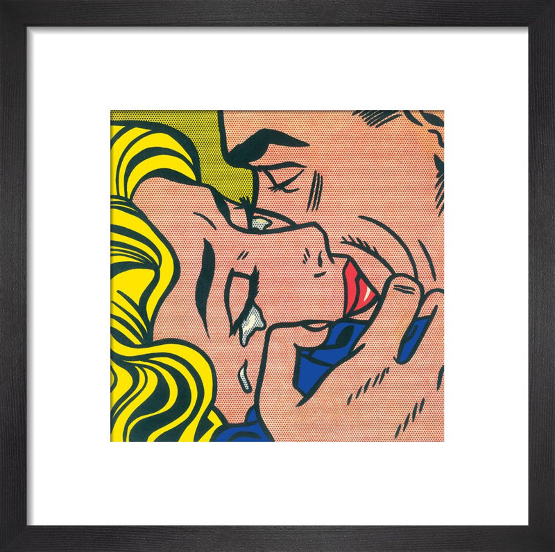 Kiss V by Roy Lichtenstein. Framed art print.