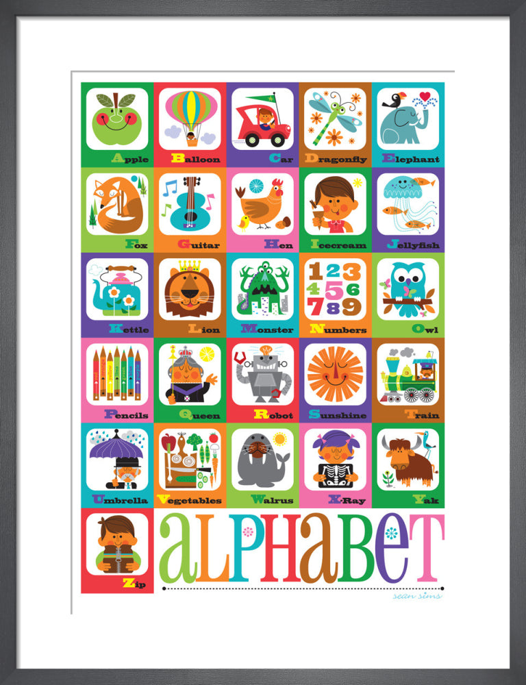 Alphabet by Sean Sims. Framed art print.