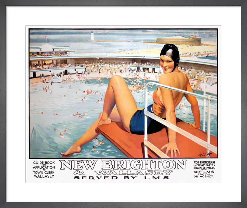 New Brighton and Wallasey by Septimus E Scott. Framed art print.