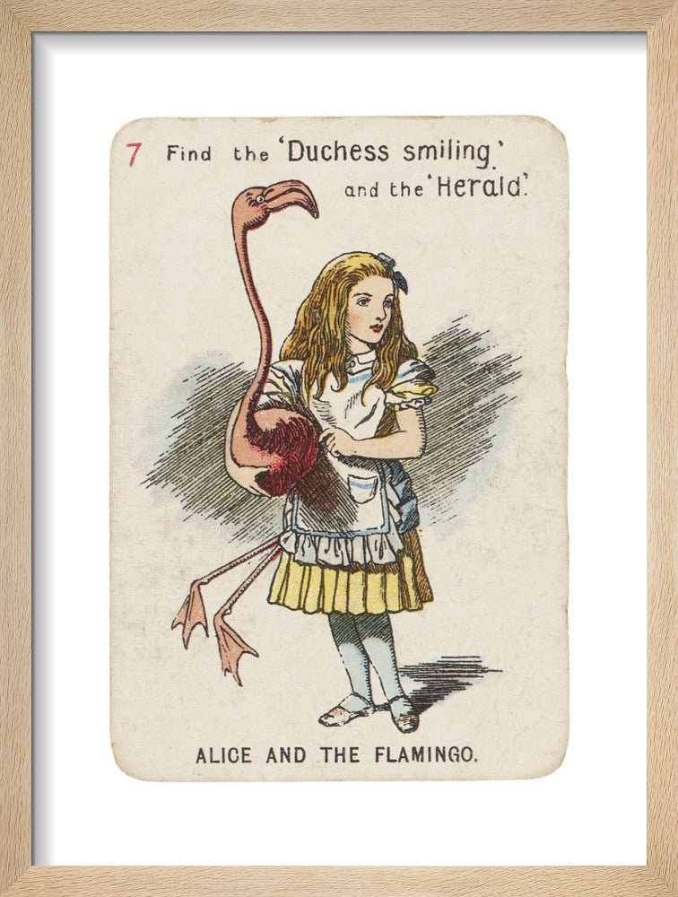 Alice and the Flamingo by Sir John Tenniel. Framed art print.