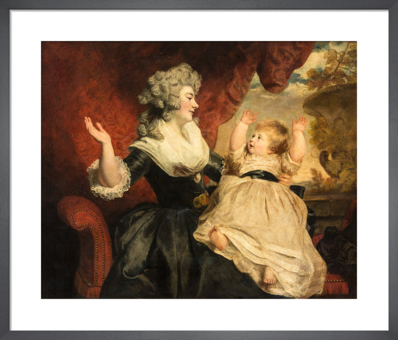 Georgiana, Duchess of Devonshire with her infant daughter Lady Georgiana Cavendish by Sir Joshua Reynolds. Framed art print.