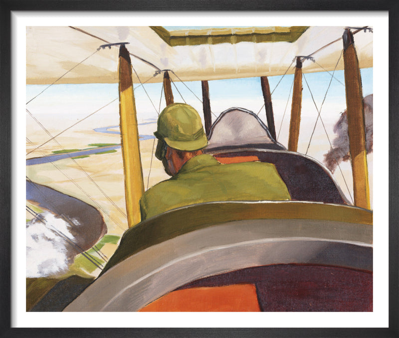 A British Pilot in a BE2c, 1919 by Sydney W Carline. Framed art print.
