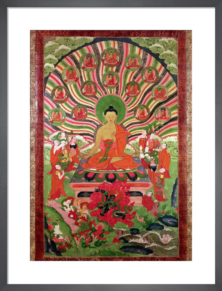 Scenes from the Life of Buddha by Tibetan School. Framed art print.