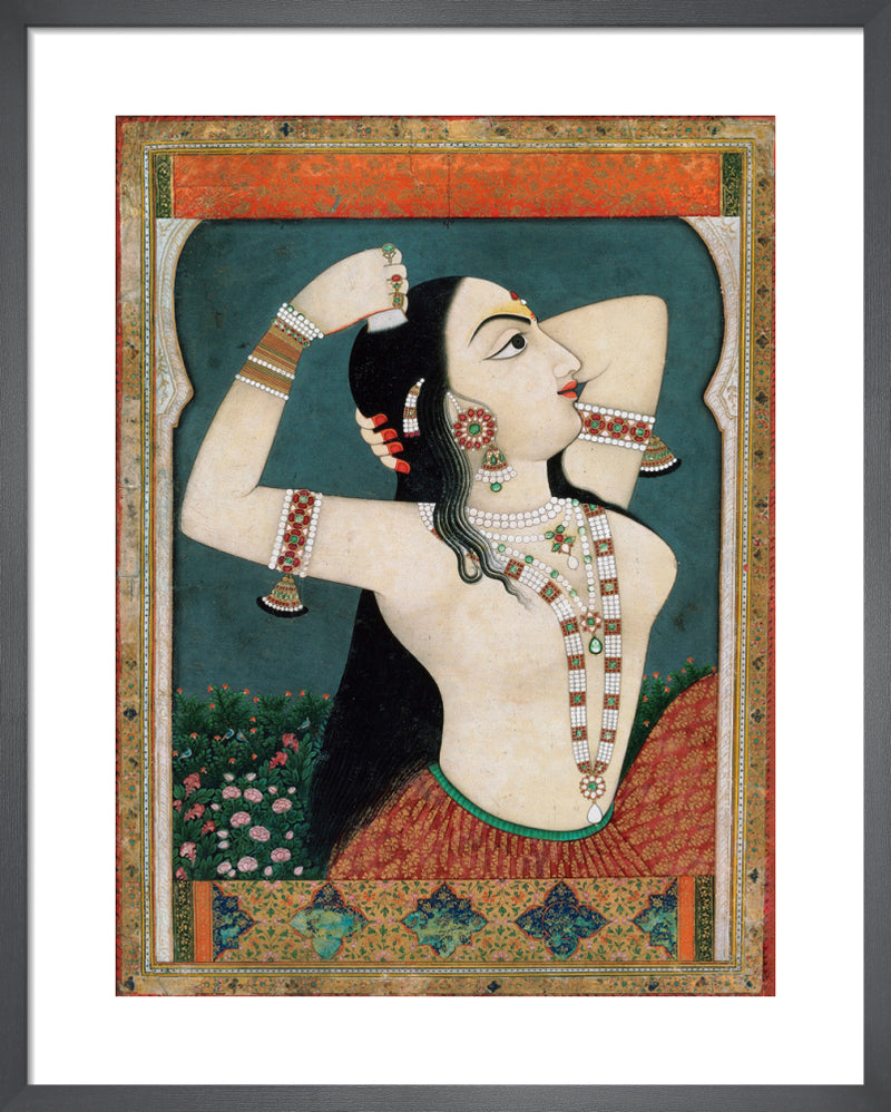 A bejewelled lady, c.1800 by Unknown artist. Framed art print.