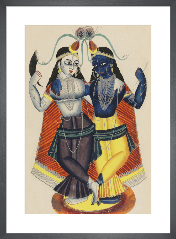 Krishna and Balarama, c.1855 by Unknown artist. Framed art print.