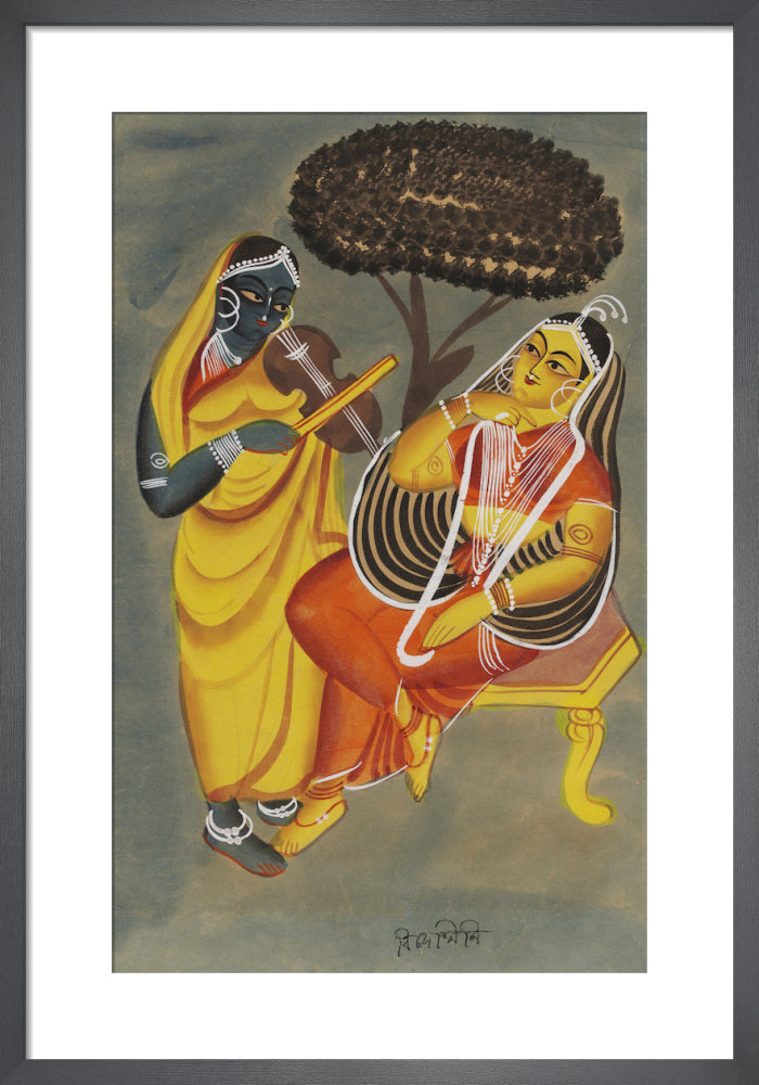 Krishna and Radha, c.1885 by Unknown artist. Framed art print.
