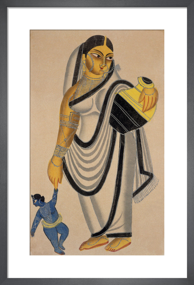 Yasoda taking Krishna for a walk, c.1890 by Unknown artist. Framed art print.