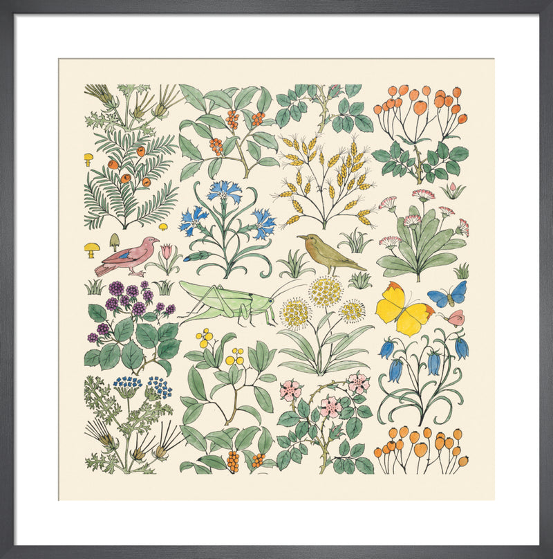 Design for a printed textile, 1926 by C F A Voysey. Framed art print.