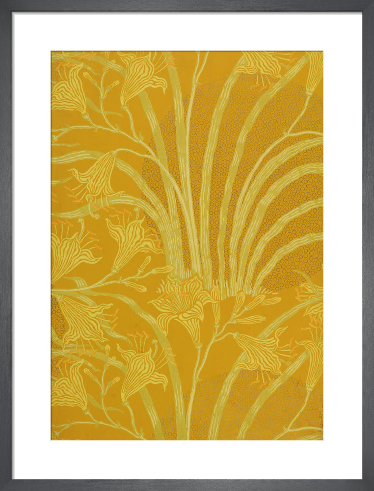 Day Lily wallpaper (Yellow), England, 1897 by Walter Crane. Framed art print.