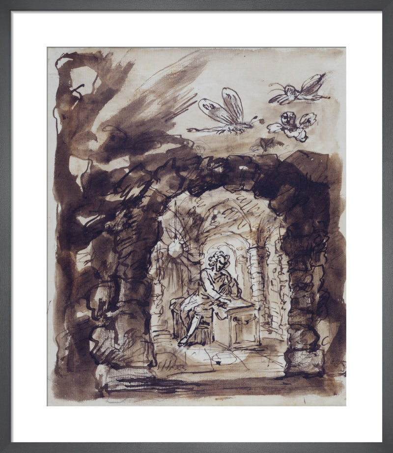 Alexander Pope in his grotto by William Kent. Framed art print.
