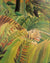 Detail from Suprised! (Tiger in a tropical storm) by Henri Rousseau. Unframed art print.