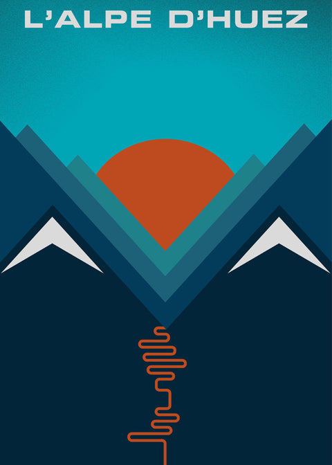 L'Alpe d'Huez by Jeremy Harnell. Unframed art print.