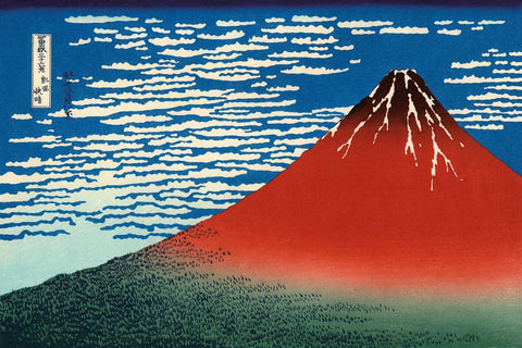 Red Fuji by Katsushika Hokusai. Unframed art print.