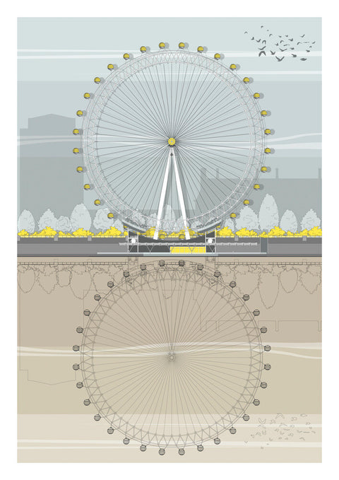 London Eye by Linescapes. Unframed art print.