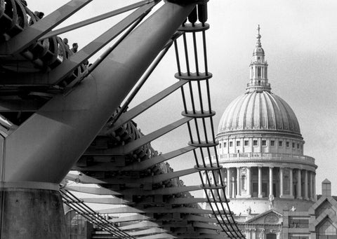 Millennium Bridge spectators by St. Paul's by Niki Gorick. Unframed art print.