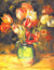 Tulips In A Vase by Pierre Auguste Renoir. Unframed art print.